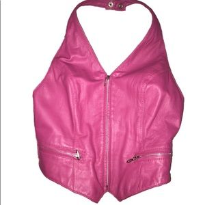 Pink Wilsons Leather Halter Top